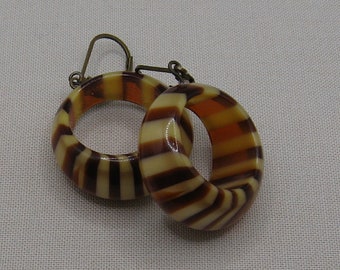 Amber Striped Lucite Hoop Earrings