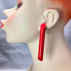 Lucite Red Stick Earrings