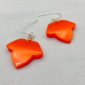 Orange Lucite Leaf Dangle Earrings
