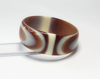 Vintage beste kunststof Lucite-armband - crèmebruin karamel