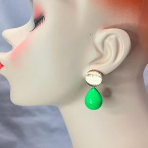 Bright Green Teardrop Lucite Earrings