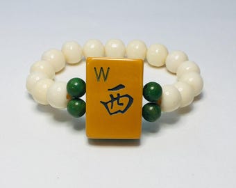 Vintage Bakelite Mah Jong Tile Bracelet , West Tile