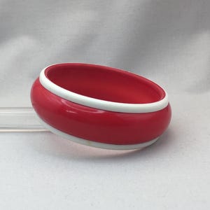 Vintage Best Plastics Lucite Bangle - Red and White