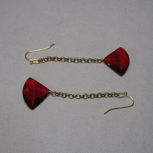 Red Faceted Lucite Earrings | Elegant Dangle Earrings