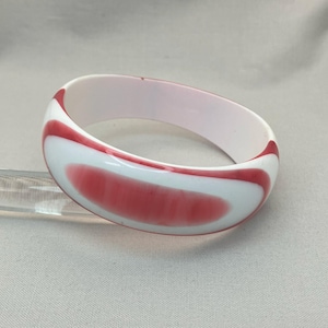 Vintage Best Plastics Lucite Bangle - Red and White