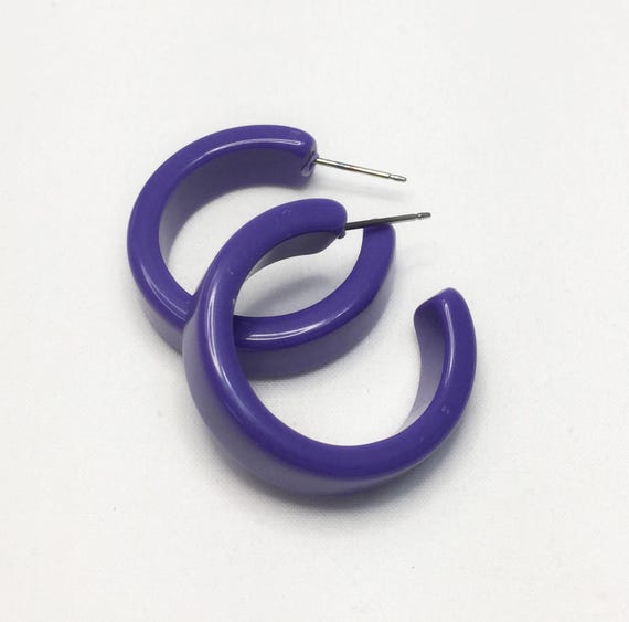 Purple Lucite Hoop Earrings