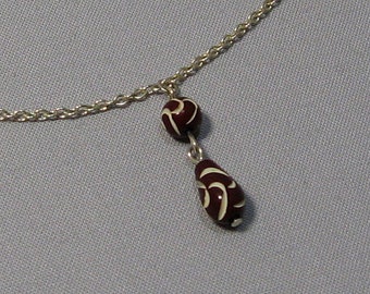 Vintage Carved Celluloid Pendant Necklace