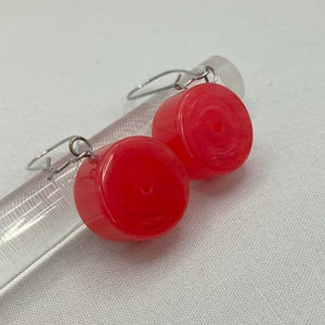 Deep Pink Swirl Lucite Donut Earrings