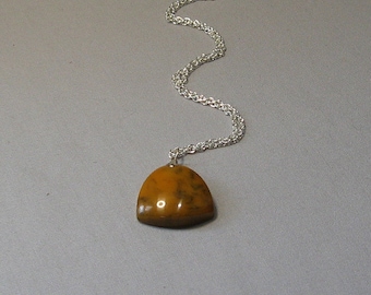 Bakelite Domed Triangle Pendant Necklace