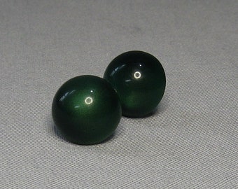 Vintage Dark Green Moonglow Post Earrings