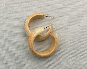 Orange Matte Marbled Lucite Hoop Earrings