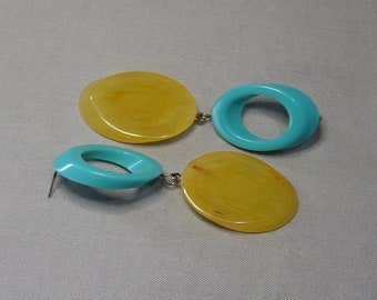 Turquoise and Golden Yellow Statement Dangles