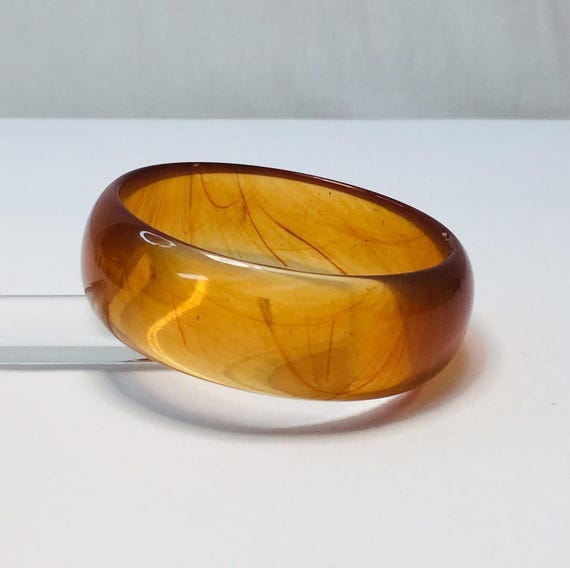 Vintage Best Plastics Lucite Bangle - Tortoise