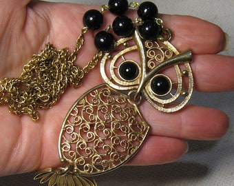 Upcycled Vintage Sarah Coventry Owl Necklace