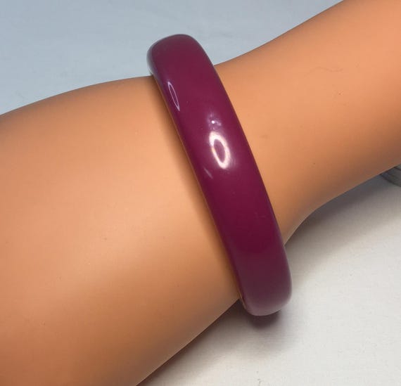 Deep Raspberry and Cream Lucite Bangle - image 2