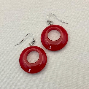 Red Lucite Hoop Earrings - Dangle Earrings - Best Plastics