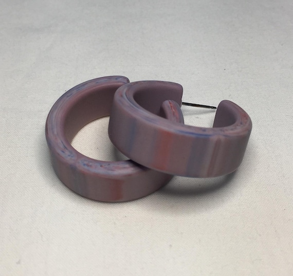 Lavender Matte Marbled Lucite Hoop Earrings