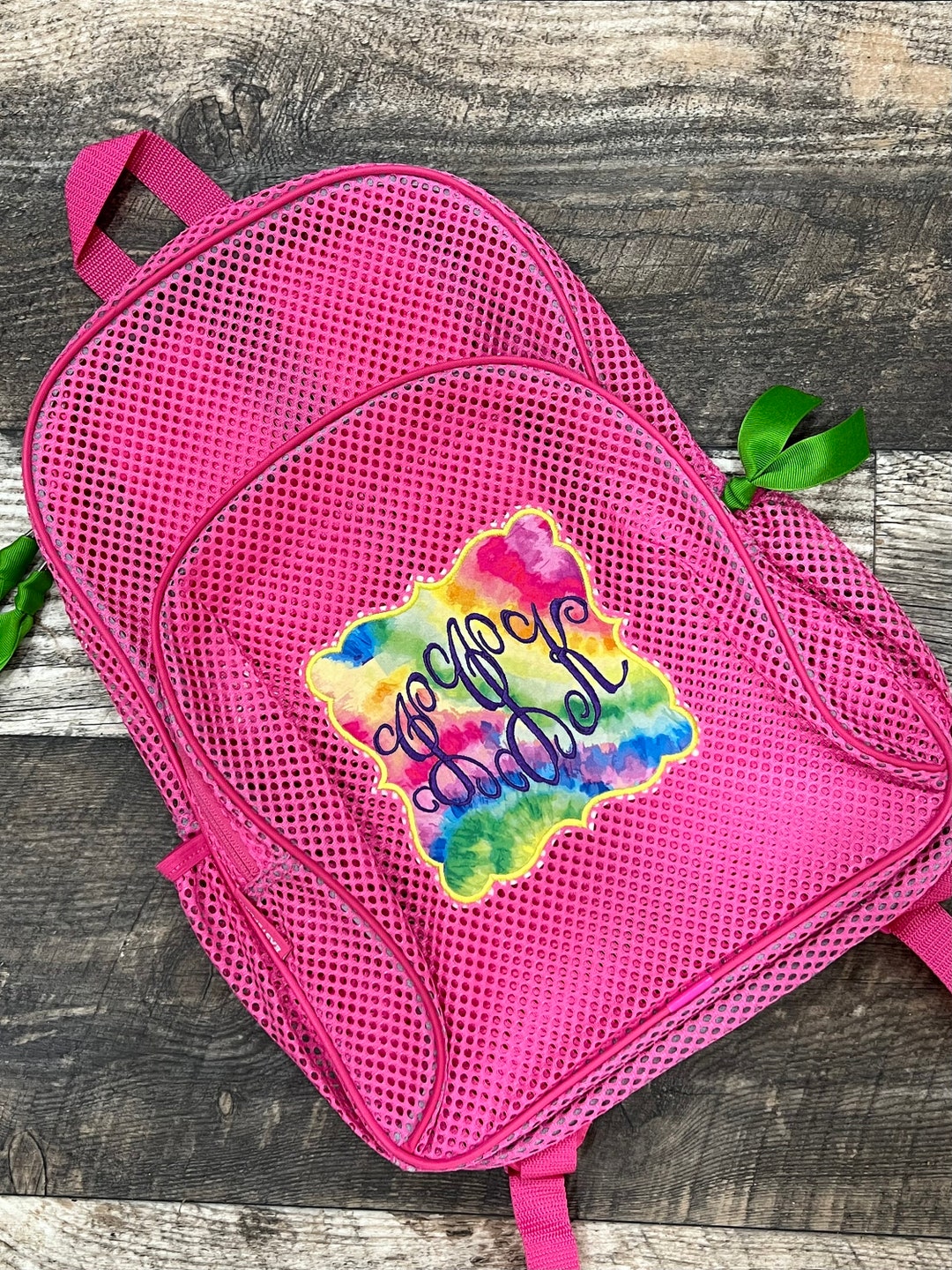 TIE DYE Monogram Mesh Backpack Clear Mesh Bookbag Personalized Applique