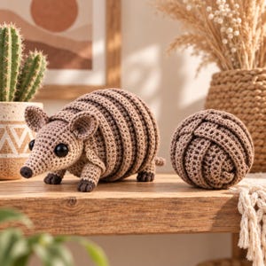 Fidget Toy Crochet Pattern, Rolling Armadillo Amigurumi PDF, Interactive Ball Plush, Desert Animal Sensory Toy, Bandit the Armadillo