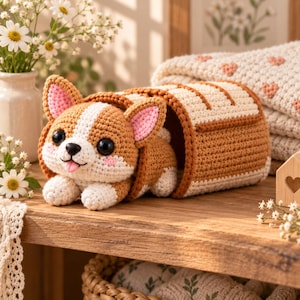 Crochet Corgi Pattern, Bread Loaf Dog Amigurumi PDF, Removable Costume Plush Toy Tutorial, Kawaii Corgi Crochet Pattern Gift