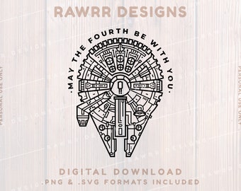 May The Fourth Be With You | Millennium Falcon | Digital Download Design | SVG PNG | Cricut Silhouette Cut File