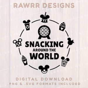 Snacking autour du monde | Epcot | Téléchargement numérique | SVGPNG | Fichier de coupe Cricut Silhouette