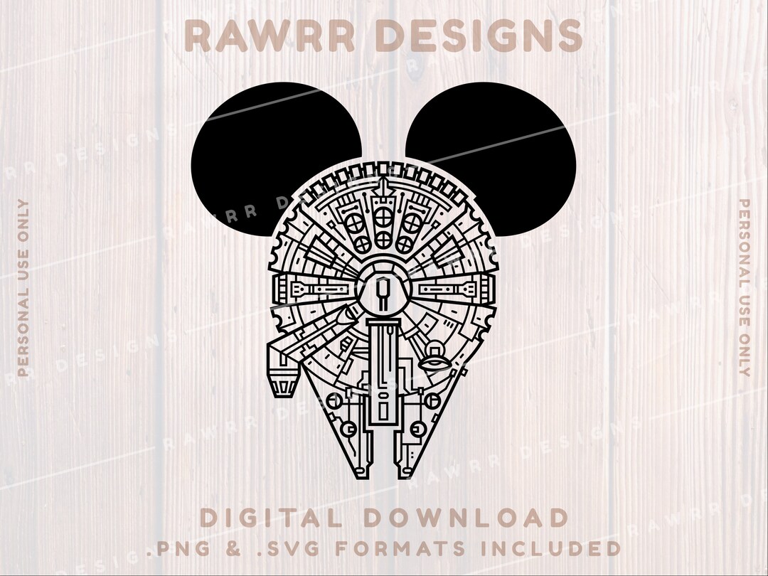 Millennium Falcon Mickey SVG PNG Cricut Silhouette Cut File Etsy