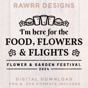 Fleurs gourmandes et vols | Festival des fleurs et des jardins | Téléchargement numérique | PNG SVG | Fichier de coupe Cricut Silhouette