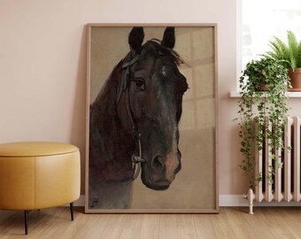 Vintage Horse Art Print: Equestrian Antique Oil Painting (Printed & Shipped)