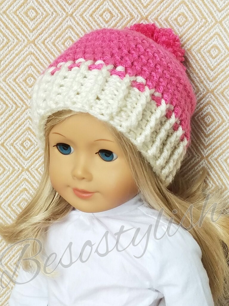 30 American Girl Crochet Patterns for Dresses, Accessories, and Giftable Doll Looks 24 Pom Pom Beanie Pattern