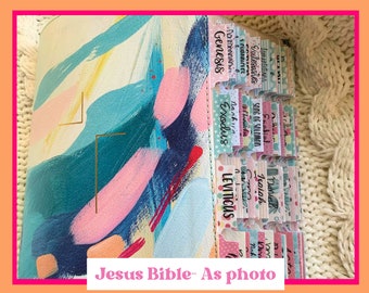 NIV as pictured Bible. PERSONALIZE Bible,The Jesus Bible Artist Edition, Laminated Tabs, Leather Soft, Teal, Gift Bible