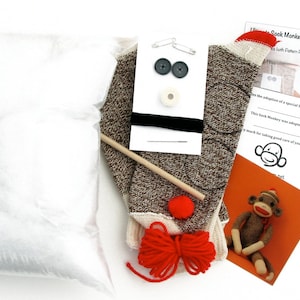 Pre-sewn Sock Monkey Kit (no sewing machine needed)