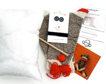 Pre-sewn Sock Monkey Kit (no sewing machine needed)