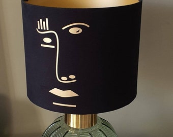 Pendant drum lampshade, mothers day gift, home decor ideas, house warming gift, ceiling or lamp base lampshade - all sizes - Gold mask