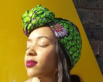 Headwrap / mothers day gift / gift for her/ African head scarf / turban/ Head dress for women / African head wrap /ankara headscarf - Leaf