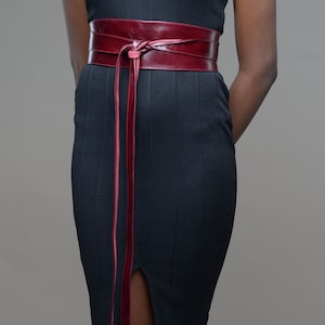 Cintura Obi da donna in vera pelle, 100% fatta a mano, con nodo, da annodare, taglia unica, cintura in pelle color sangue di bue - Gitas Portal