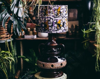 Handmade Batik Lampshade: African Home Decor, Purple & Brown