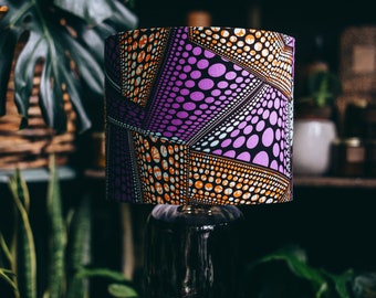 Pendant lampshade, mothers day gift, handmade drum lampshade, ceiling or lamp base African wax print lampshade - all sizes - Purple fever
