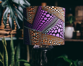 Pendant lampshade, mothers day gift, handmade drum lampshade, ceiling or lamp base African wax print lampshade - all sizes - Purple fever