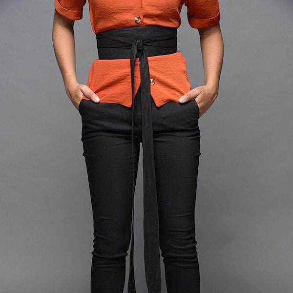 womens leather tie belt