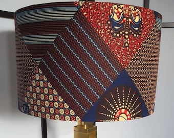 Pendant lampshade, handmade drum lampshade, ceiling or floor base African wax print lampshade - all sizes - Earth