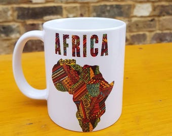 Mugs/ african print mugs/ cups / ankara gifts/ gifts for her/ gifts for him/ unique gifts/ christmas gifts - Africa map by Gitas Portal