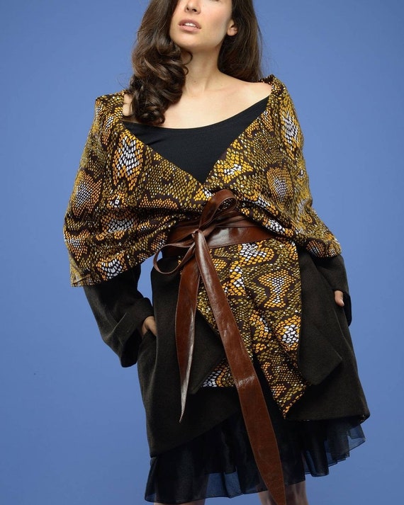 Plus Size Black Leather Obi Belt Leather Brass Buckle Obi Belt