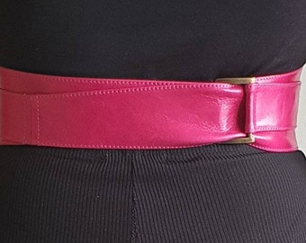 Handmade Pink Leather Obi Belt: Brass Buckle Wrap Belt - Etsy display picture 2