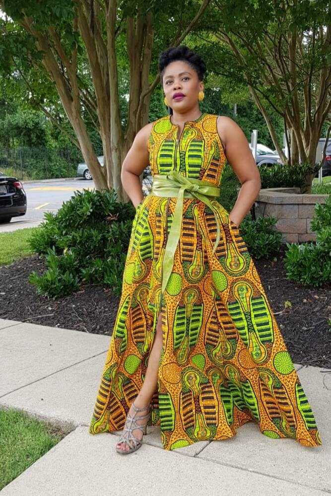 Image of Ankara Maxi Dress/ African Print Long Clothing/ African Evening Dress - Marie Maxi Pop