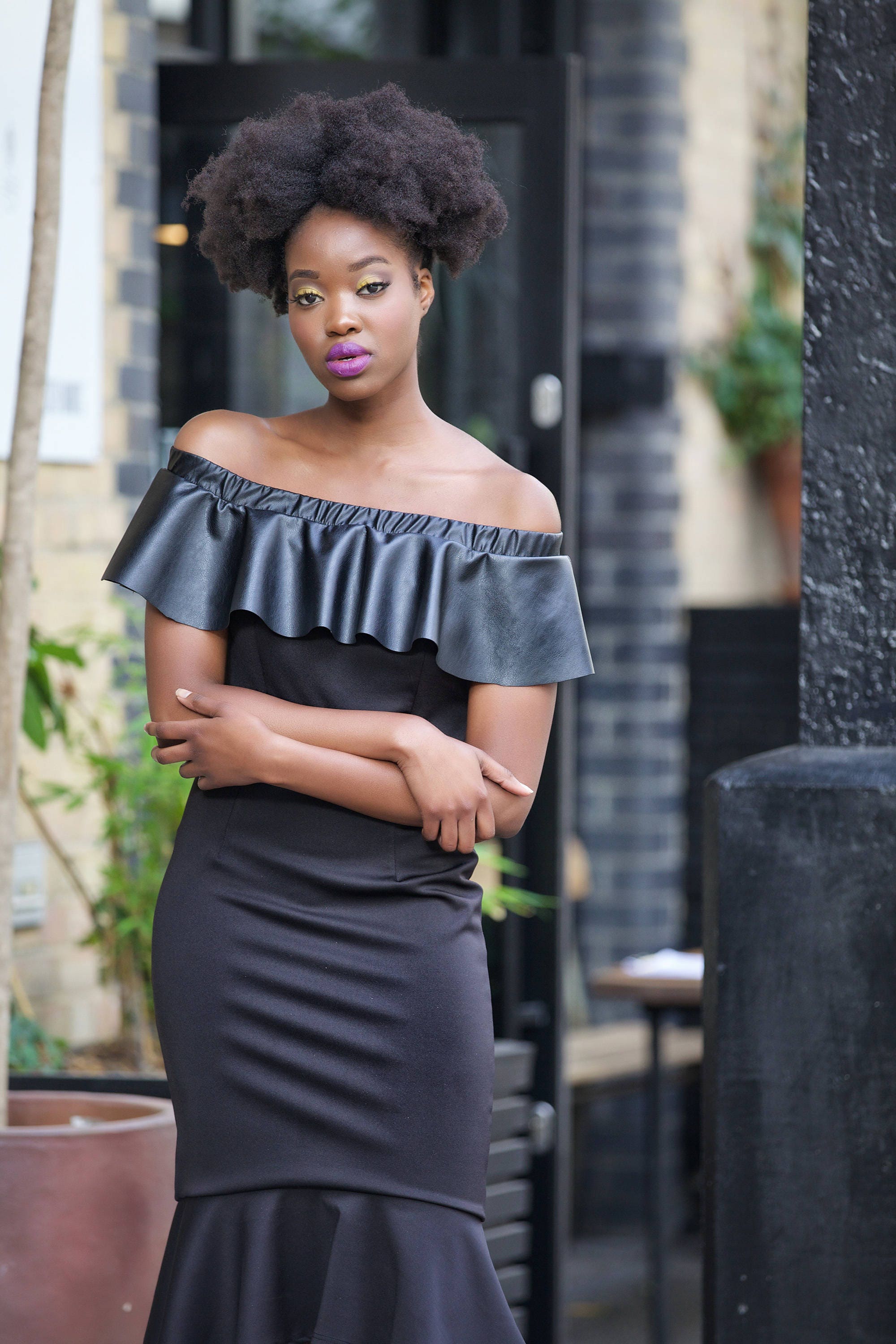 Image of Off Shoulder Dress/ Bardot Dress/Little Black Cocktail Fitted Stretch - Rhonda Off By Gitas Portal