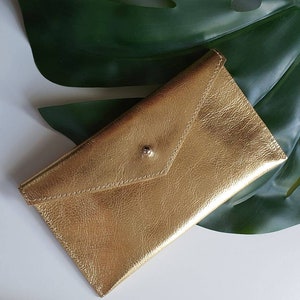 Gold leather purse, Handmade real leather wallet, coin purse, pocket wallet, accessories for her, mini leather coin purse, gifts fir her