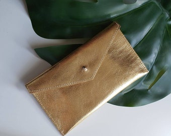 Gold leather purse, Handmade real leather wallet, coin purse, pocket wallet, accessories for her, mini leather coin purse, gifts for her