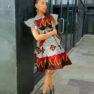 African print party dress, bold print dress, Fit and flare mini African print dress, Ankara party dress - Nakia-in-Wakanda GITAS PORTAL