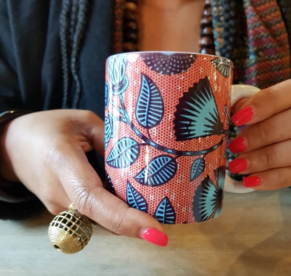Ausgefallene Becher / Becher aus Keramik / Einzigartige Kaffeebecher / bunte bedruckte Tassen / Ankara Geschenke / Geschenke für sie / Geschenke für ihn / einzigartige Geschenke